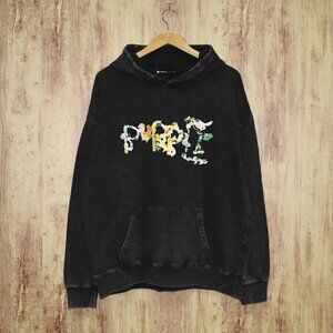 Colorful Lettering Print Patch Hoodie Men's